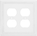 Henne Bery Sunken Pearls Heavy Duty Decorative Wall Plate Switch Plate Outlet Cover (Double Duplex, White)