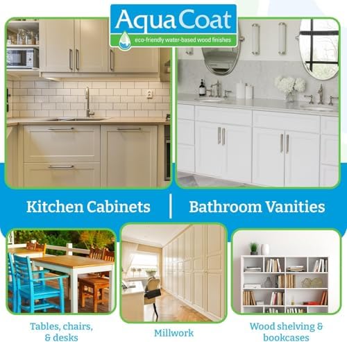 AquaCoat Water-Based White Cabinet Wood Grain Filler Gel – Fast Drying, Low Odor White Wood Filler, Sandable & Paintable for Interior & Exterior Repairs, Upgrades & Restorations, 4 Pack (Pint)