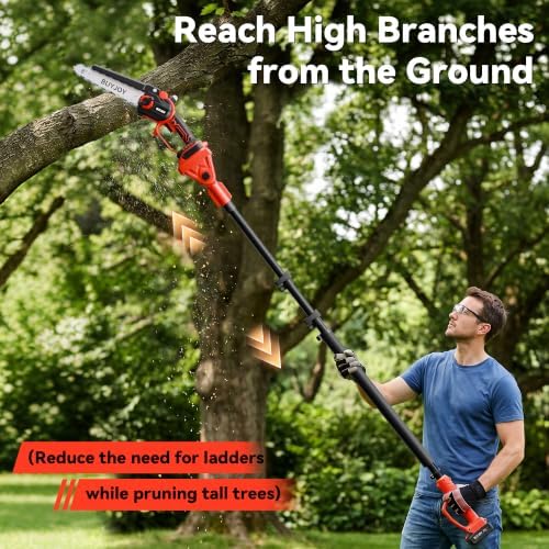 BUYJOY 4-in-1 Electric Pruning Shears & 8 Inch Pole Saw Combo