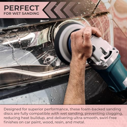 Sunmight Sunfoam Grip No Hole 3 Inch Sanding Discs - 2000 Grit Wet Dry Sandpaper for Car Paint, Headlight, Metal, Wood - Hook & Loop for Orbital & DA Sanders - Polishing & Finishing Abrasive (20 Pcs)