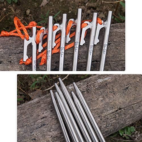 TiTo Titanium Tent Pegs Stakes Lightweight Snowfield Grassland Heavy Duty Tent Nails for Outdoor Camping Hiking and Plant Support Garden Stakes 4pcs/6pcs (8×350mm-4pcs)
