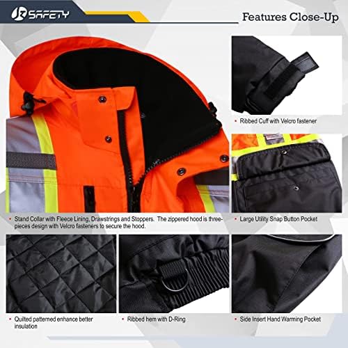 JKSafety Safety Jakcet for Men Women 3M Reflective Tape JK118 OBlack L