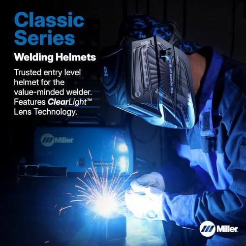 Miller Classic Series Welding Helmet, ClearLight™, Shade 8-13, Metalworks