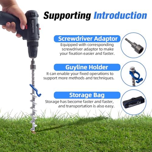 Homeon Wheels 18 Pcs Camping Ground Anchors Aluminum Screw Heavy Duty Metal Non-Rust Cast Tent Anchors for Securing Animals, Tent, Canopies, Sheds, Swing Sets, Car Ports, Trampoline