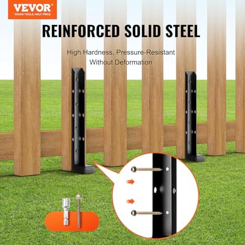 VEVOR Fence Post Anchor, 4 Pack Repair Kit Inner Diameter 2 x2 Inches Heavy Duty Steel Post Support Stakes, Anchor Ground Spike for Repair Tilted, Broken Wood Fence Post