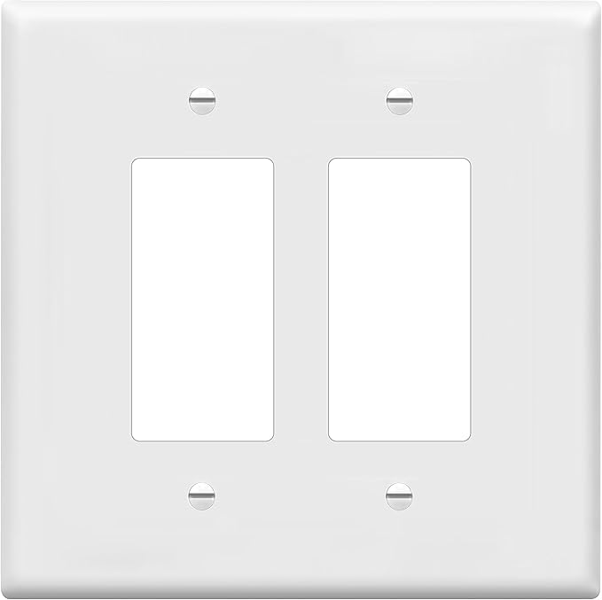 ENERLITES Double Decorator Switch Cover, Two Outlet Wall Plate, Oversized 2-Gang 5.50" x 5.50", Unbreakable Polycarbonate Thermoplastic, UL Listed, 8832O-W, White