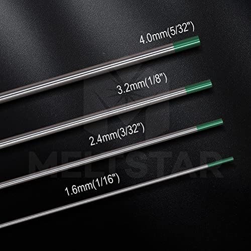 TIG Welding Tungsten Electrodes Pure Tungsten 1/8” x 7” (Green, WP) 10-Pack