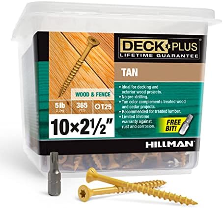 Deck Plus Deck Screws, #10 x 2-1/2in, 365 Pieces,5 Lb Box, Tan