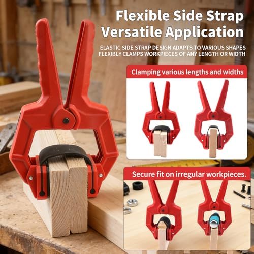 Heavy Duty Edge Band Spring Clamp Set of 8Pcs for Woodworking Strap Clamps Bandy Miter Home Improvement Grip Edge Hand Tools,Shelving,Cabinet,Plywood,Molding,Trim,Pool