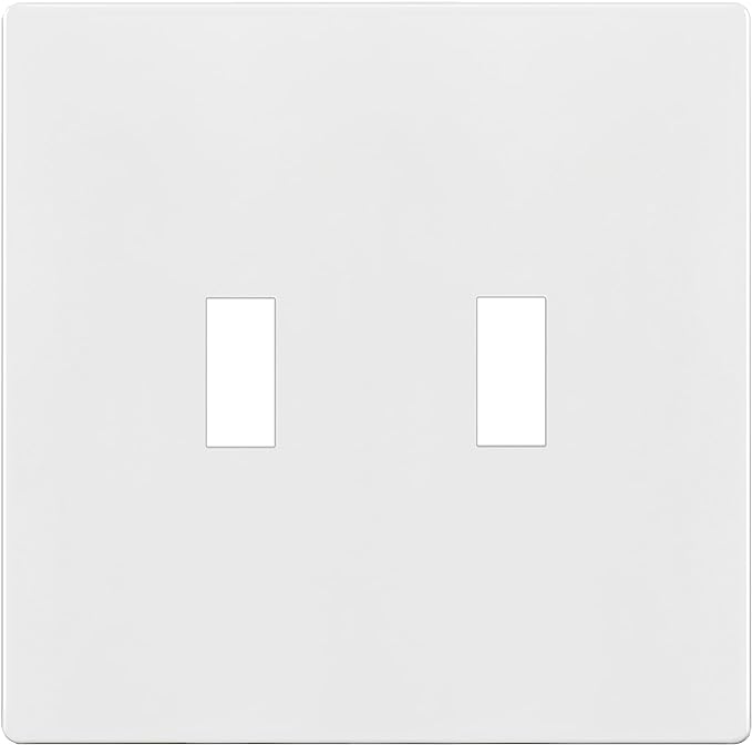 ENERLITES Screwless Double Toggle Switch Wall Plate, Child Safe Dual Light Switch Cover, Standard Size 2-Gang 4.68" x 4.73", Unbreakable Polycarbonate Thermoplastic, UL Listed, SI8812-W, Glossy, White