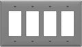 ENERLITES Quadruple Decorator Switch Cover, Four Gang Outlet Wall Plate, Gloss Finish, Mid-Size 4-Gang 4.88" x 8.58", Unbreakable Polycarbonate Thermoplastic, UL Listed, 8834M-GY, Gray