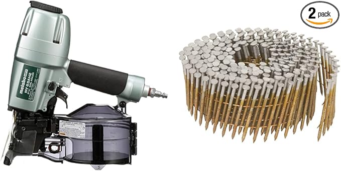 Bundle of Metabo HPT Coil Siding Nailer, (NV65AH2) + Metabo HPT Siding Nails | 2-Inch x .092 | 15 Degree | Full Round Head | Ring Shank | Wire Coil | Hot Dipped Galvanized | 3,600 Count | 13365HHPT
