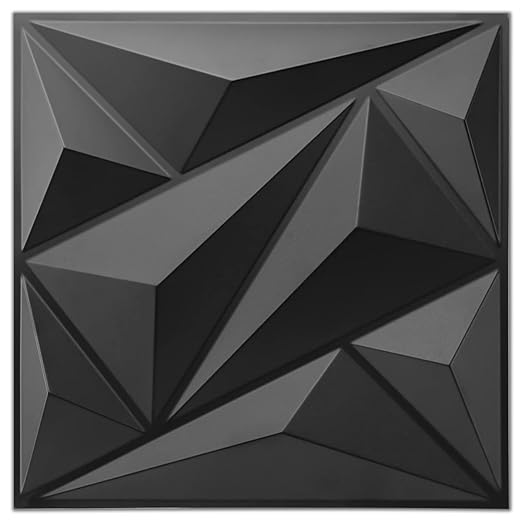 33 Pack 3D Wall Panels Diamond, Black, 12''x12'' | PVC Accent Wall Panels for Interior Wall Decor, Living Room, Lobby Bedroom Hotel Office, Cover 32.Sq.Ft