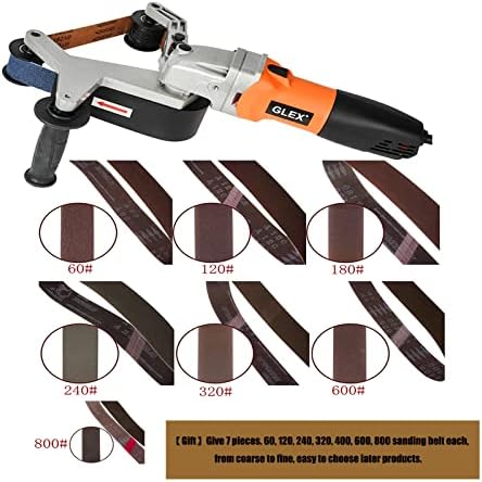 GLEX Metal Pipeline Polishing Machine, External Diameter Polisher, Stainless Steel Round Pipe Polisher, Steel Pipe Grinder, Round Tube Material Belt Sander, 110V 800W Aluminum Oxide Sanding