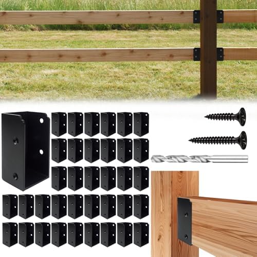 U-Shaped Deck Railing Brackets, Heavy Duty Attachment Brackets with Screws for 2" x 4" Lumber, Stair Handrail Connectors for Wood Fences - 36 Pack