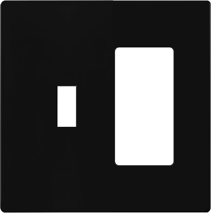 ENERLITES Combination Toggle Light Switch/Decorator Light Switch Plate, Double Switch Wall Plate, Standard Size 2-Gang 4.68" x 4.73", Polycarbonate Thermoplastic, Gloss Finish, SI881131-BK, Black