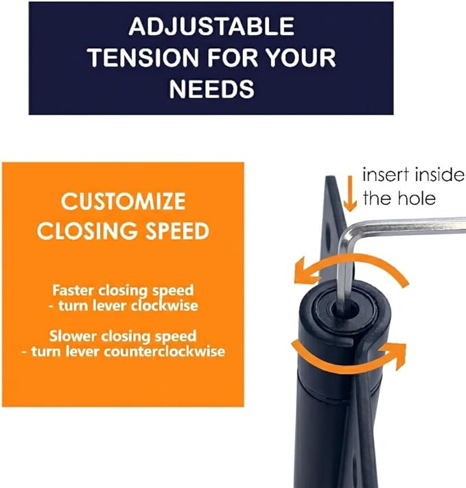 A1 ProGuard - Self Closing Spring Loaded Hinges, 4 Inch, Adjustable Tension for Garage, Front, Back Door,Door Closer Hinge, Left/Right Hand, 5/8'' Radius and Square Corners, Black Color, 3 Pack
