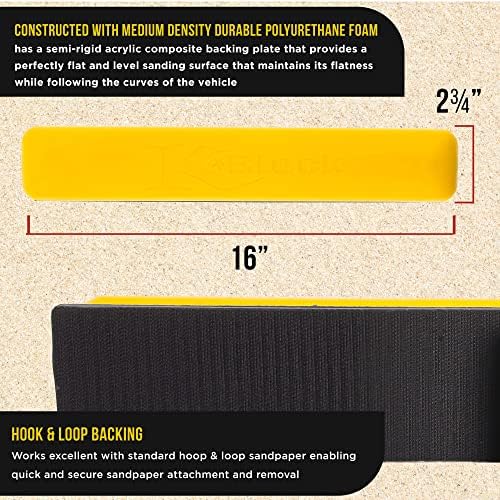 Dura-Gold Pro Series 16" K-Block Sander Firm & Flex Longboard Hand Sanding Block Pad with Hook & Loop Backing and PSA Adapter Pad & 220 Grit PSA Longboard Sandpaper 20 Yard Roll, 2-3/4" Wide
