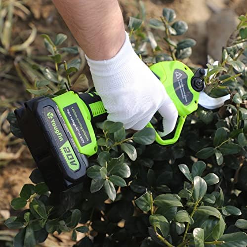 Electric Pruning Shears, Yougfin 1.12" Wood Ranger Power Shear with 2 * 20V Batteries Powered Pruning Shears for Gardening Power Pruners Cordless with SK5 Replacable Blade Effortless Safe System
