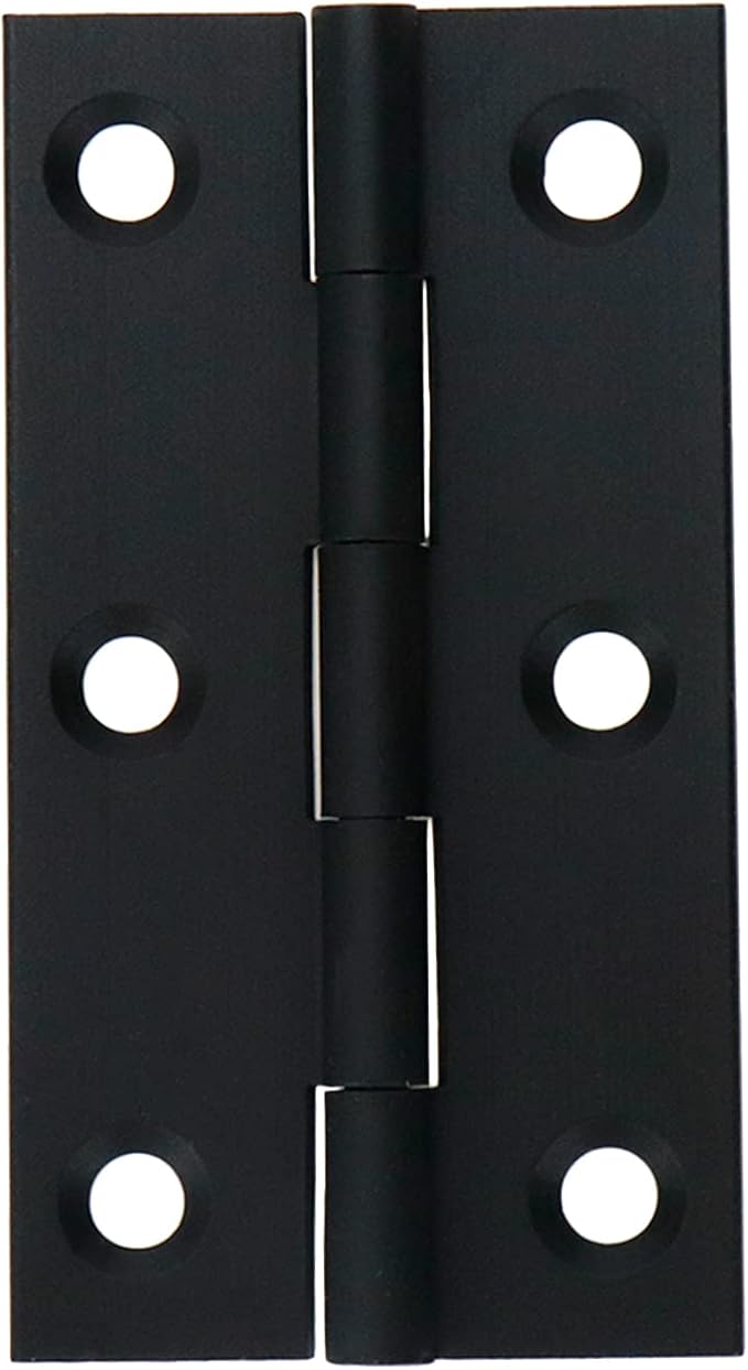 Mcredy 2.5" Cabinet Hinges Black Brass Door Hinges with Screws Box Butt Hinge Cabinet Hardware for Garages Kitchens Bathroom, 4 Packs