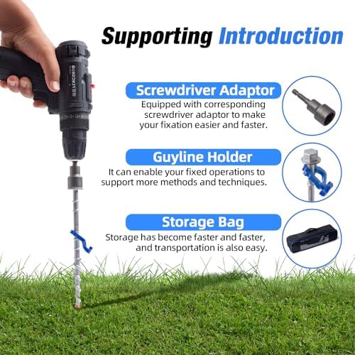 Homeon Wheels Aluminum Ground Anchors, 16-Pack Heavy-Duty Tent Stakes