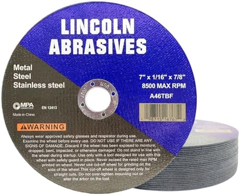 25-Pack 7" x 1/16" x 7/8" Cut-Off Wheels Metal & Stainless Steel