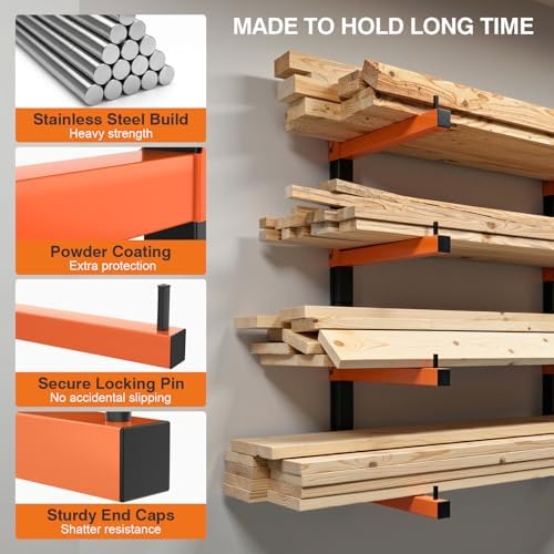 Housolution 4-Level Lumber Storage Rack - 4 Pack Holds Up 400LBS
