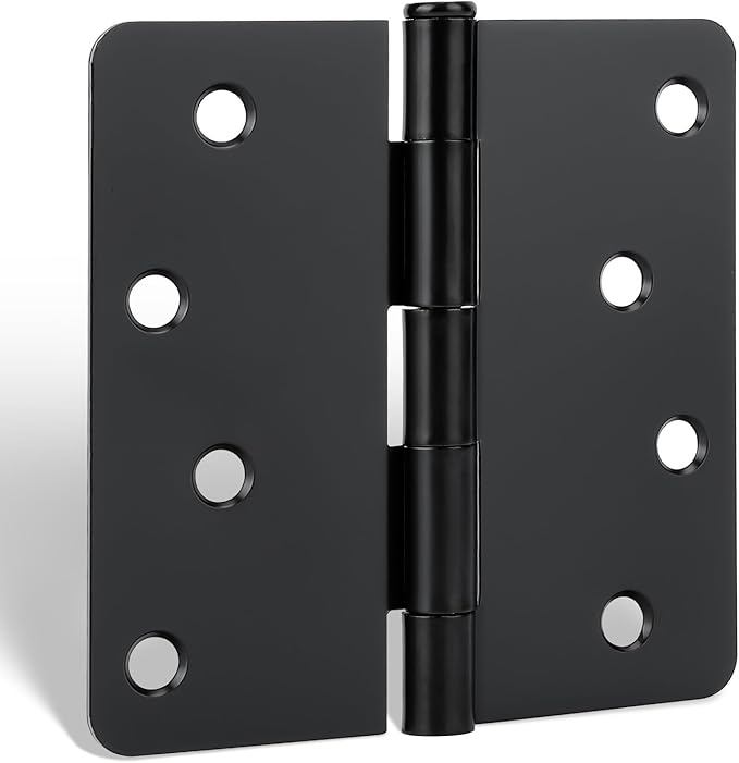 goldenwarm Door Hinges Interior & Exterior Door Hinge 3Pack 4 Inch Black Door Hinges Rounded Hinge Black Matte 4" X 4" with 1/4'' Radius Corners