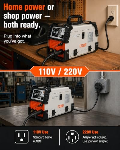 MIG Welder 140A, 110V Gas/Flux Core MIG Welding Machine, 3-in-1 MMA Stick Welder Lift TIG Welder with Digital Display, Synergic Control, Portable Welder Machine for Home DIY
