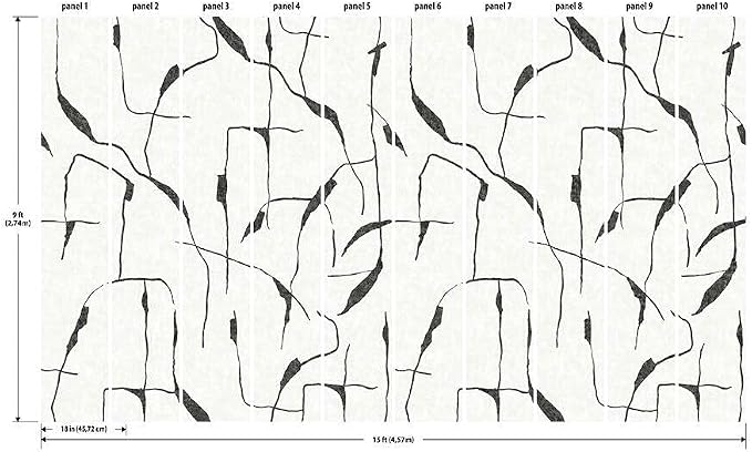 RoomMates RMK12210M Nikki Chu Off White and Charcoal Black Ivory Coast Peel and Stick Wall Mural
