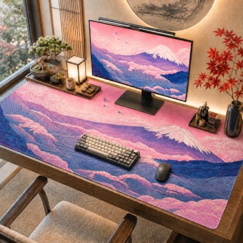 XXXL Extended Desk Mat 48"x24", Japanese Wave Aesthetic Gaming Mouse Pad