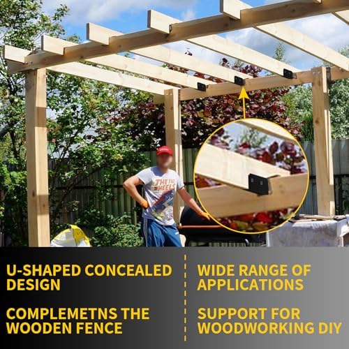 U-Shaped Deck Railing Brackets, Heavy Duty Attachment Brackets with Screws for 2" x 4" Lumber, Stair Handrail Connectors for Wood Fences - 36 Pack