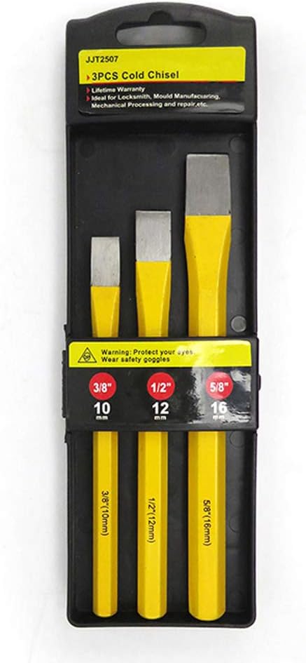 3-Pieces All Purpose Cold Chisel Set, Industrial Grade Steel Hand Tools for Carpentry Metalwork Woodwork & Masonry