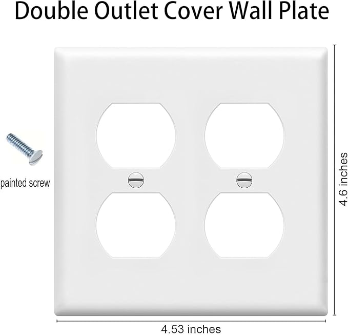 Duplex Outlet Cover Wall Plates 2-Gang Switch Outlet Electrical Cover Plate Unbreakable Thermoplastic Faceplate for Light Receptacle Outlet Switch, White (10 Pack)