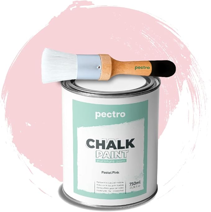 Chalk Paint for Furniture 25 fl.Oz. (750ml) + Special Chalk Paint Brush - Furniture Paint no Sanding or Priming - Chalk Finish Wood Paint - DIY Projects Home Decor & Improvement (PASTEL PINK)