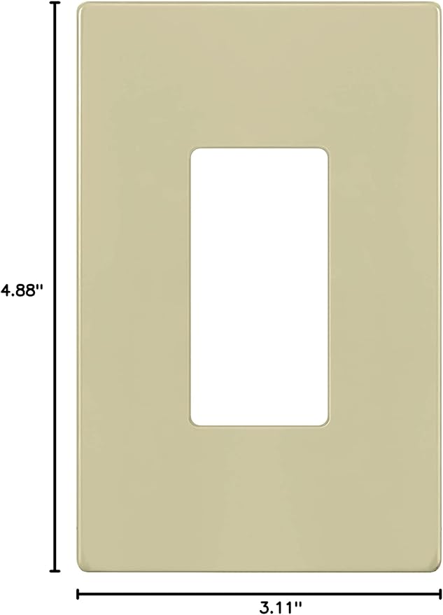 ENERLITES Screwless Decorator Wall Plate Child Safe Outlet Cover, Gloss Finish, Medium Size 1-Gang 4.88" H x 3.11" L, Unbreakable Polycarbonate Thermoplastic, SI8831M-I, Ivory