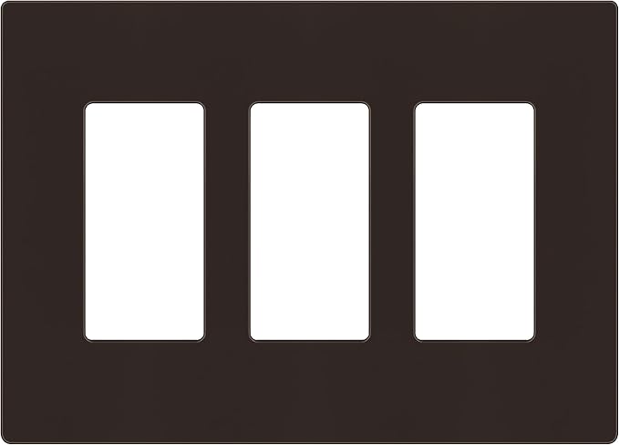 ENERLITES Screwless Decorator Wall Plates Child Safe Outlet Covers, Gloss Finish, Medium Size 3-Gang 4.88" H x 6.77" L, Unbreakable Polycarbonate Thermoplastic, SI8833M-BR, Brown
