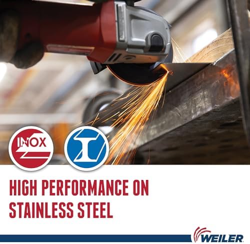 Weiler 58102 6 Inch Cutting Wheel, Tiger INOX Stainless Steel Contaminant-Free High Performance Cutting, .045" INOX60S Type 1 7/8" Arbor, Pack of 25