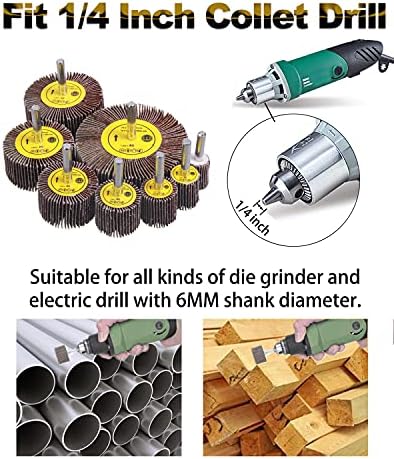 Rocaris 40 Pack 1/4" Abrasive Flap Wheel Sander Set, 8 Sizes