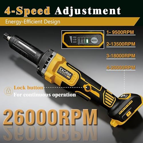 Upgraded Cordless Die Grinder Compatible with Dewalt 20V MAX Battery,Electric Grinder with 26000 RPM Brushless Motor,1/4" Precision Chuck, for Rust Removal, Grinding, Polishing (Battery Not Included)
