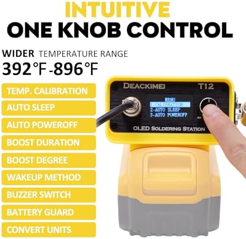Cordless Soldering Iron Station for Dewalt 20V Max Battery, 3 Iron Tips, Quick Heating Lead-Free Solder, Precise Heat Control for Any Projects, Auto Sleep, Low Voltage Protection (Tool Only)
