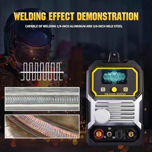 205Amp AC/DC Aluminum TIG Welder, 6-in-1 Multiprocess Welding Machine, AC TIG/DC TIG/AC Pulse/DC Pulse/MMA/STICK/SPOT TIG,110V/220V Dual Voltage, Square/Triangular Wave ACDC Welder Machine