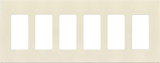 ENERLITES Screwless Decorator Wall Plate Child Safe Outlet Covers, Size 6-Gang 4.68" H x 12.00” L, Unbreakable Polycarbonate Thermoplastic, SI8836-LA, Glossy, Light Almond
