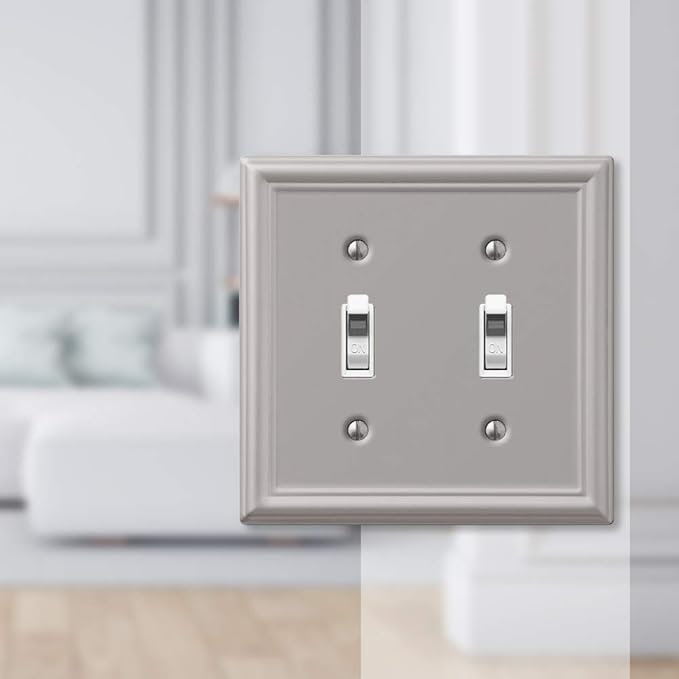 Amerelle 149TTBN Chelsea Steel Double Toggle Wallplate, Brushed Nickel Wall Plate