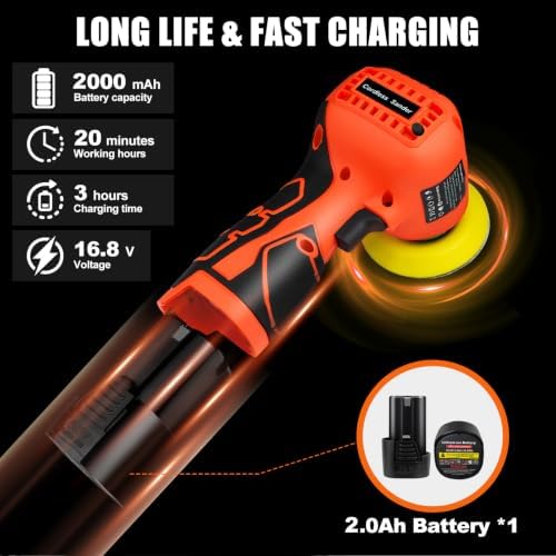 Cordless Electric Sander with 36PCS Sandpapers, 3500 RPM, 2000mAh Battery, Lightweight & Compact Design for Wood, Metal, Paint Removal, and DIY Projects