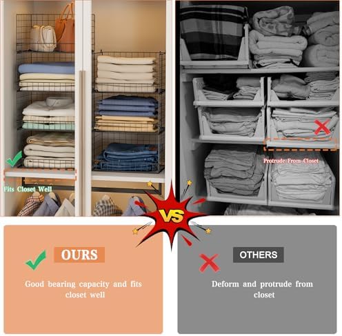 Yociyoga 7-Tier Stackable Closet Organizers and Storage Shelves, Foldable Closet Shelf Organizer System, Stackable Storage Bins Drawers for Closet Organizer System, Black（Patent No. 30022416）