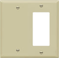 ENERLITES Combination Decorator Rocker/Blank Outlet Wall Plate, Standard Size, 2-Gang 4.50 inch x 4.57 inch Light Switch Cover, Polycarbonate Thermoplastic, UL Listed, 880131-I, Ivory