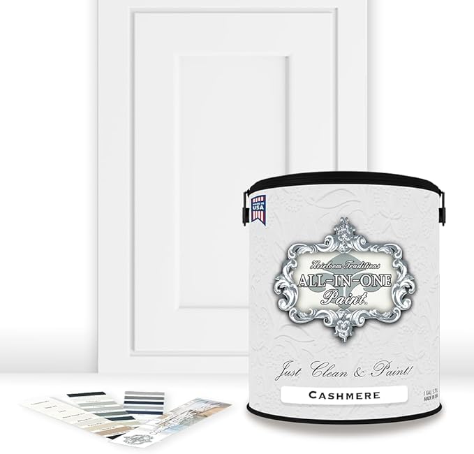 ALL-IN-ONE Paint by Heirloom Traditions, Cashmere (True White), Gallon - Durable cabinet and furniture paint. Built in primer and top coat, no sanding needed. Includes our 30 featured color card.