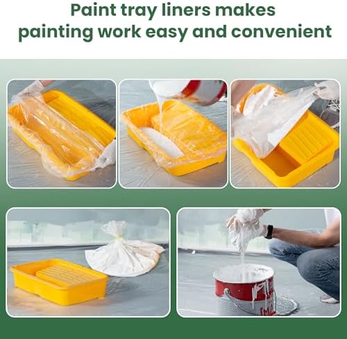 Voomey 18 Inch Paint Tray Liners, Plastic Paint Tray Liner 5 Packs for 18 inch Paint Roller Kit, Disposable for Quick Cleanup