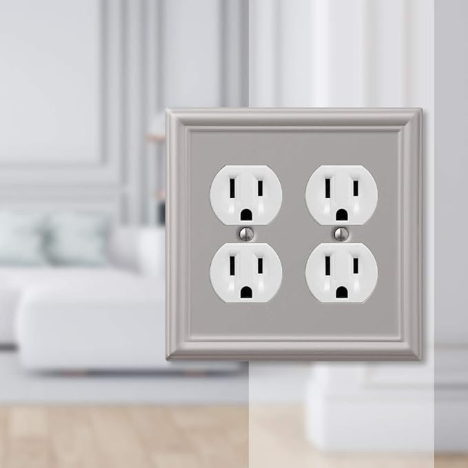 Amerelle 149DDBN Chelsea Steel Double Duplex Wallplate, Brushed Nickel